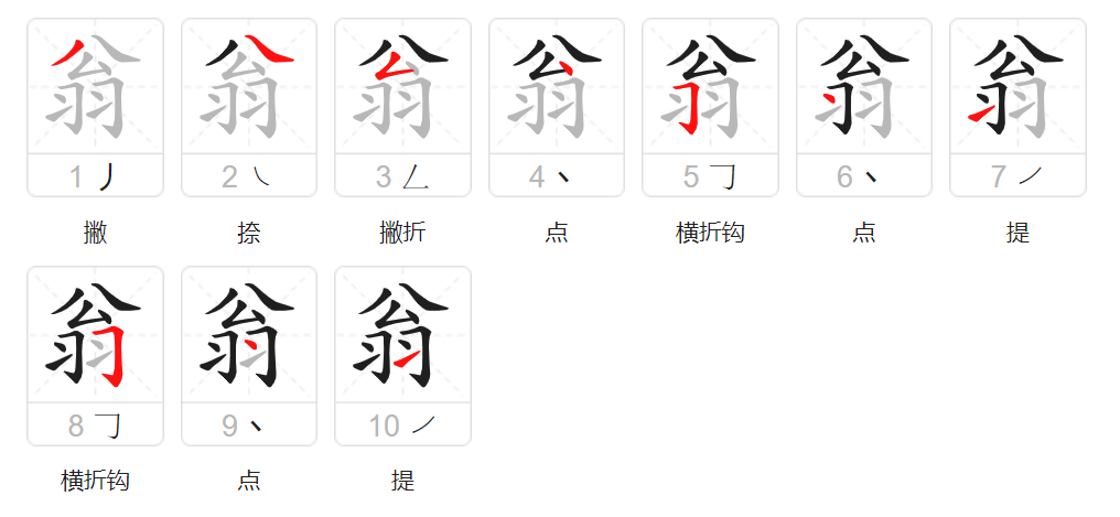 翁字多少画-翁字的笔画顺序怎么写