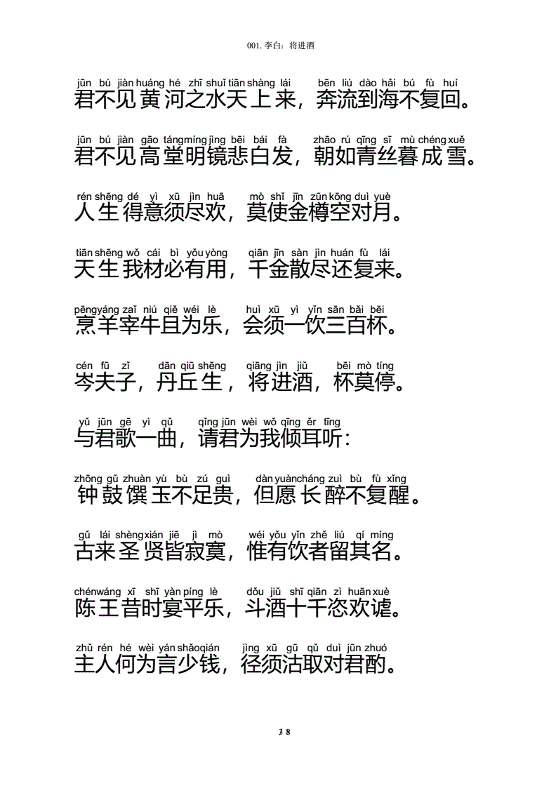 将进酒多少字-将进酒多少字一共多少字